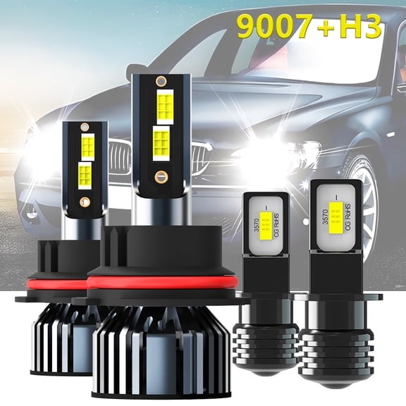 For Jeep Grand Cherokee 1996-1998,4x Bulbs KIT LED Headlights 9007 High Low Beam   H3 Fog Lights