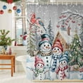 thumbnail image 6 of Shower Curtain 66"W x 72"L Christmas Snowman Winter Pine Trees Fabric Shower Curtains Set with Hooks Water Repellent Bathroom Curtains Machine Washable Bathroom Accessories, 6 of 9