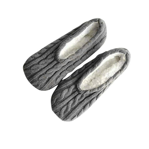 LckLvx Slipper Socks for Women Non-Slip Thick Warm Fleece Lined Home Socks Cable Knitted Fuzzy House Slippers