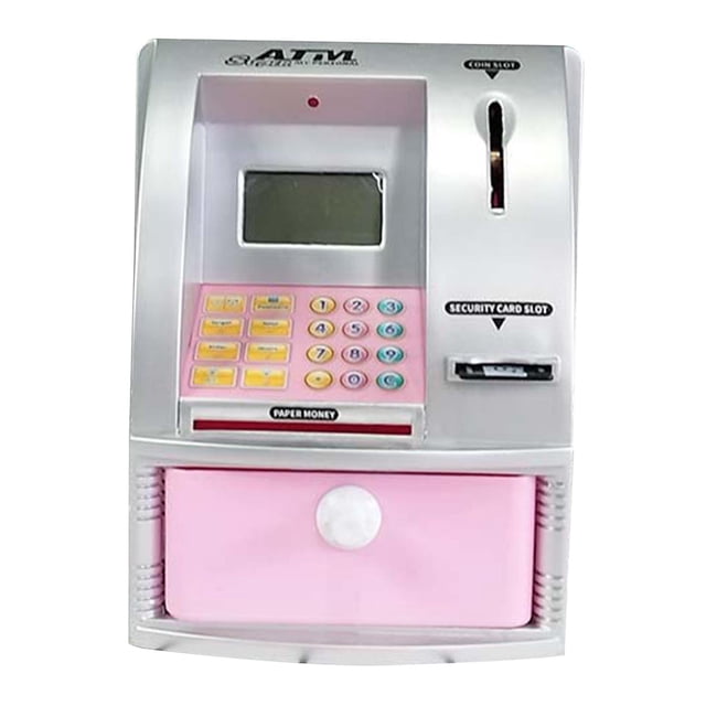 ziyahi Kids Piggy Bank Electronic Money Box Fun Toy With Balance Inquiry And Goal Setting Features silver pink 13x13.5x17cm