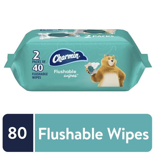 Charmin Flushable Wipes, 2 packs, 40 Wipes Per Pack, 80 Total Wipes