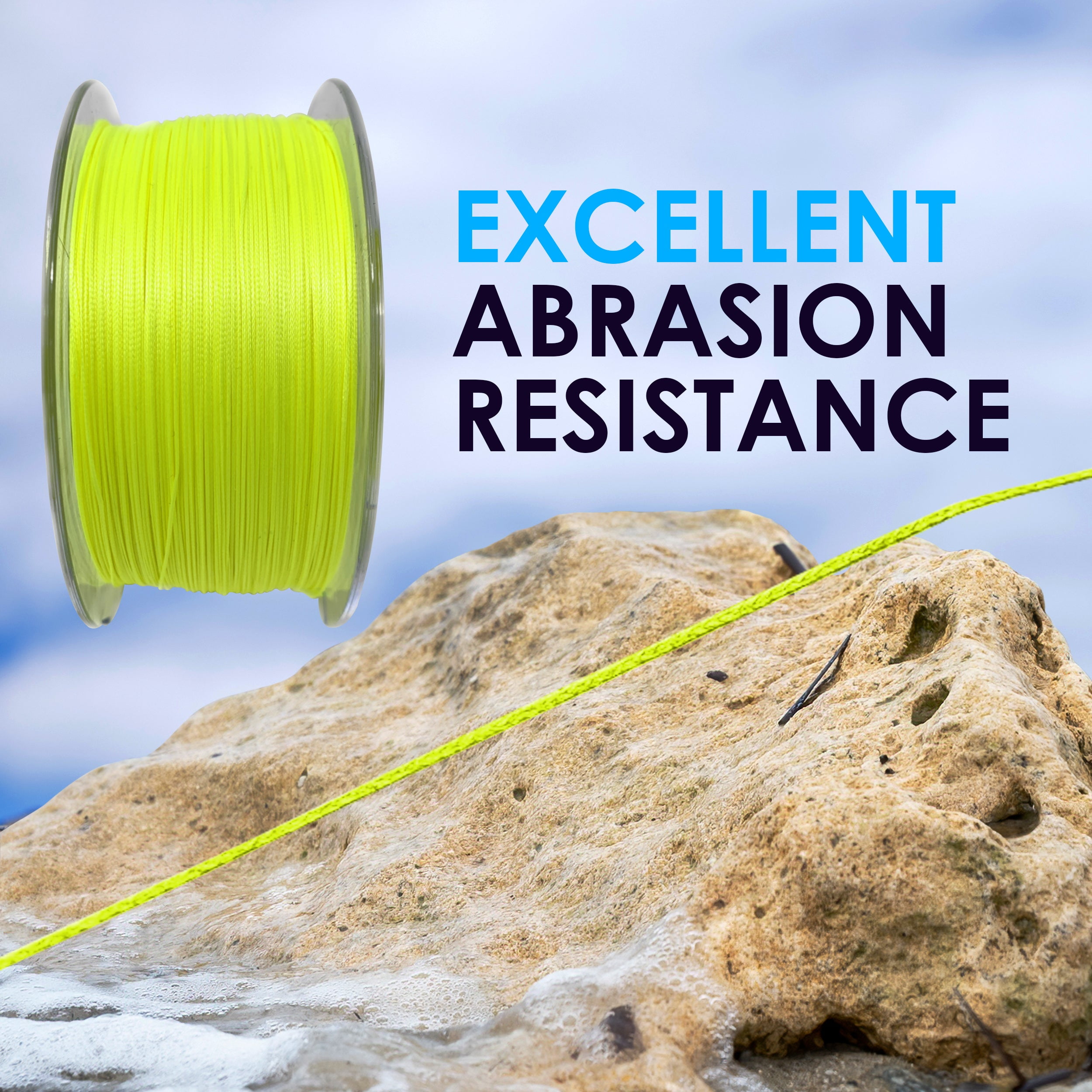 Reaction Tackle Hollow Core, 16 Strand Braided Fishing Line Blue Camo - 130LB / 2500yards
