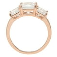 thumbnail image 2 of 4.0 ct Square Emerald Cut Real Genuine Natural Diamond SI1-SI2 J-K 14K Rose Gold Three-Stone Promise Wedding Statement Engagement Designer Ring W/ Crystal side stones size 9, 2 of 7