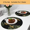 thumbnail image 5 of Sage Green Rose Round 15 Inch Placemats Set of 2, Vintage Abstract Garden Flower Floral Black HeatResistant Non Slip Place Mats for Dining Table, Wipeable Braided Kitchen Table Mats for Housewarming, 5 of 9