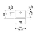 thumbnail image 2 of Duravit 045550-0Hole Vero 19-5/8" Rectangular Ceramic Drop In Bathroom Sink - White with, 2 of 3