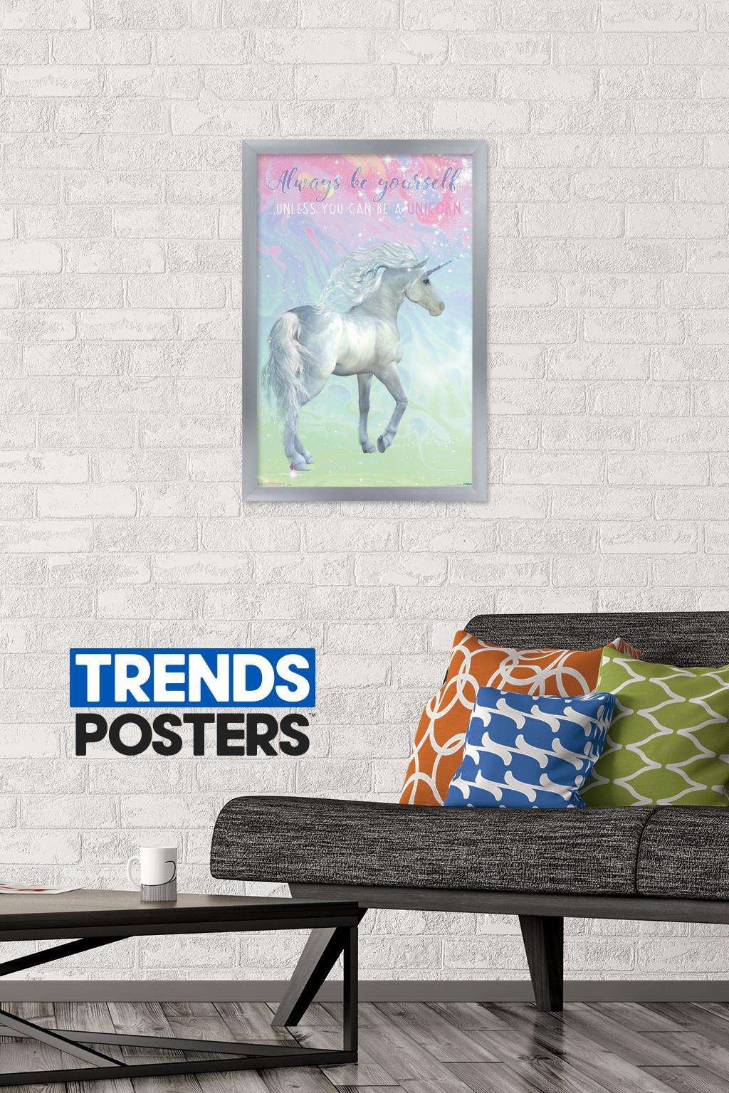 Unicorn On Pastels Wall Poster, 14.725" x 22.375", Framed