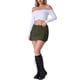 thumbnail image 2 of Faldas de mezclilla para mujer INSPIRE CHIC, con stretch, bolsillos, botones y diseño bodycon, mini skort de jean, 2 of 5