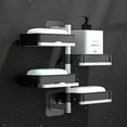 thumbnail image 6 of Bar Soap Holder,Rotatable Rust Proof Rectangle Soap Holder,No Punching Wall Mounted Shower Soap Holder for Bathroom,Dorm Room(Tier-4), 6 of 10