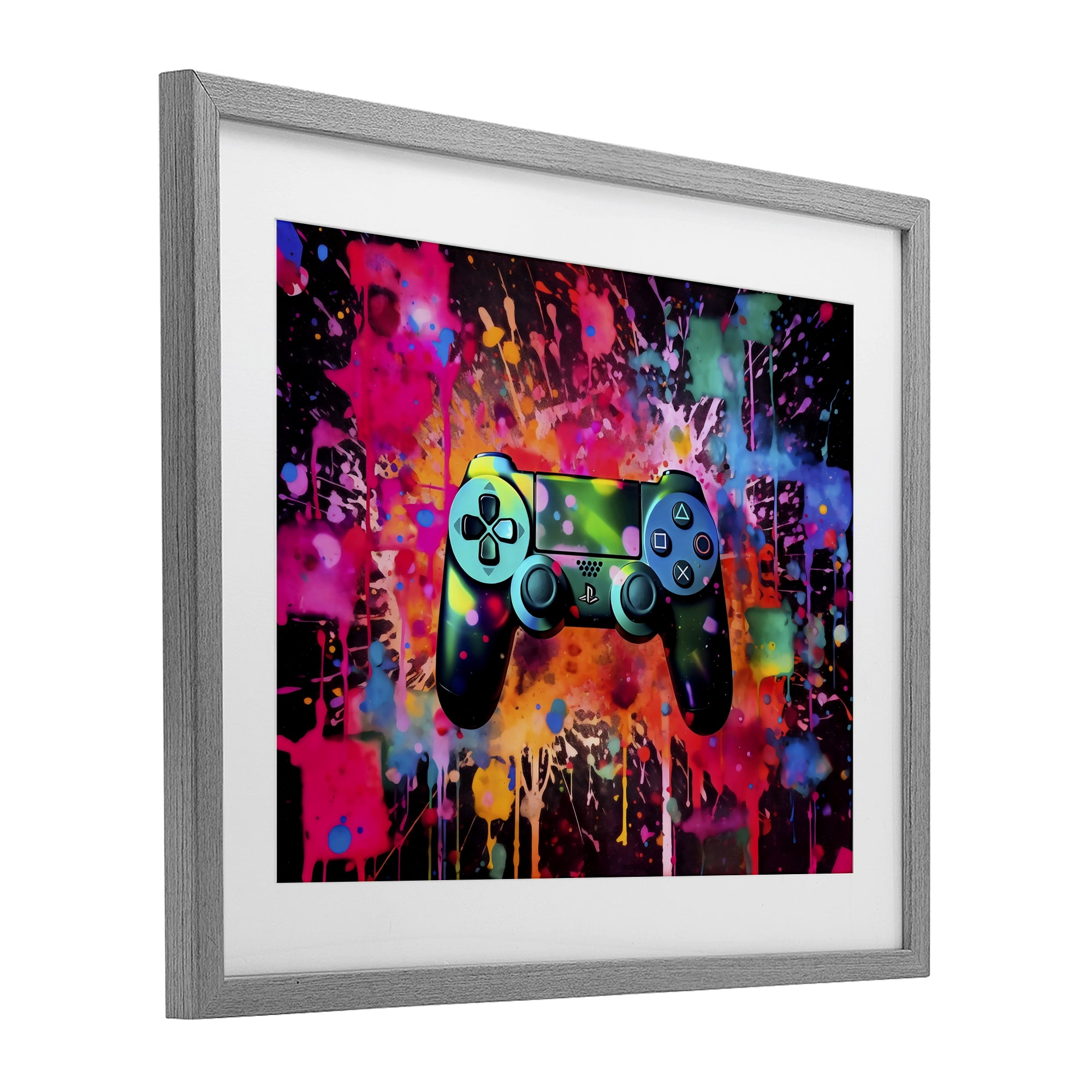 Stupell Industries Vibrant Gamepad Burst Gray Framed Print Under Glass, design by Creative Studio