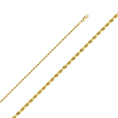 White Gold Braided Necklace - 14k Solid Yellow Gold Rope Twisted Braided Diamond Cut Links Chain 2.0 mm Necklace 16