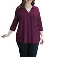 thumbnail image 6 of Traleubie Women's Plus Size Shirts V Neck Blouse 3/4 Sleeve Casual Workwear Summer Loose Tops, 6 of 8