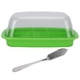 thumbnail image 1 of Caja de almacenamiento de mantequilla curvada con tapa, plato de queso, soporte para mantequilla, bandeja para hornear, herramienta para cocina, verde, 1 of 14