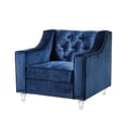 thumbnail image 4 of Posh Living Jackson Velvet  Modern Contemporary Button Tufted Lucite Acrylic Legs Club Chair - Navy, 4 of 8