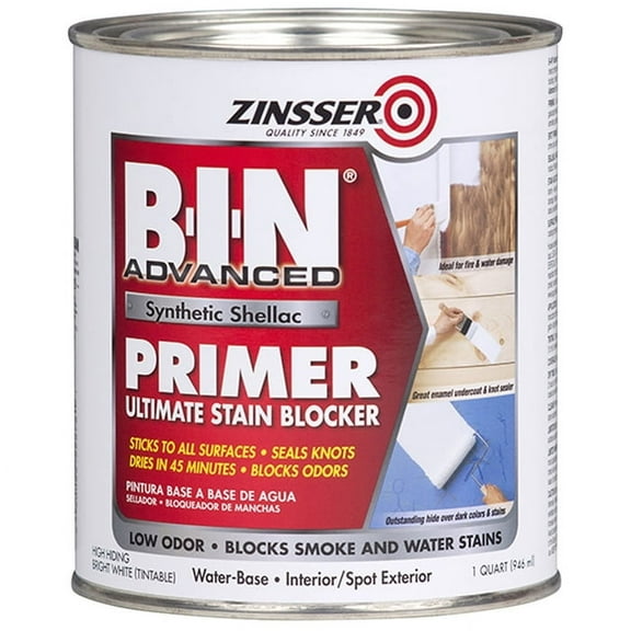 Zinsser B-I-N Advanced Shellac Primer - Low Odor, White - 4 Pack, 1 Quart