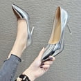 thumbnail image 2 of Glossys Golden/silver Pointed Stilettos High Heel Breathable Comfortable Sandals For Party Daily Work, 2 of 5