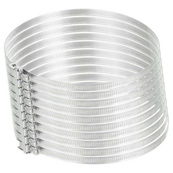 6.5 Inch 430 Stainless Steel Duct Clamps, 10 Pcs Adjustable Hose Clamps