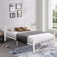 thumbnail image 2 of SESSLIFE Queen Size Platform Bed Frame with Headboard and Metal Slats, Vintage Style Mattress Foundation, Strong Metal Slats Support, Easy Assembly, White, 2 of 6