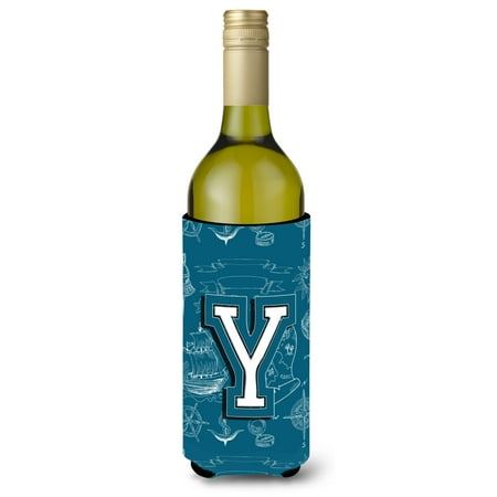 

Carolines Treasures CJ2014-YLITERK Letter Y Sea Doodles Initial Alphabet Wine Bottle Beverage Insulator Hugger Wine