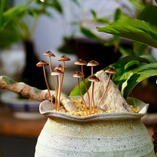 3X Estacas de Jardín Decorativas de Metal con Forma de Seta, Perfectas para Decoración de Al Aire Libre y para Agregar A Su Decoración de Flores de Metal Al Aire Libre