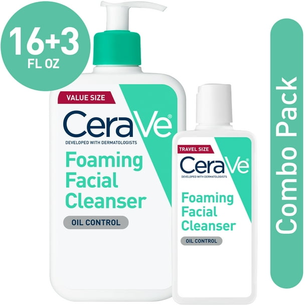 CeraVe Foaming Face Wash, Face Cleanser Normal to Oily Skin, 3 fl oz & 16 fl oz - Walmart.com