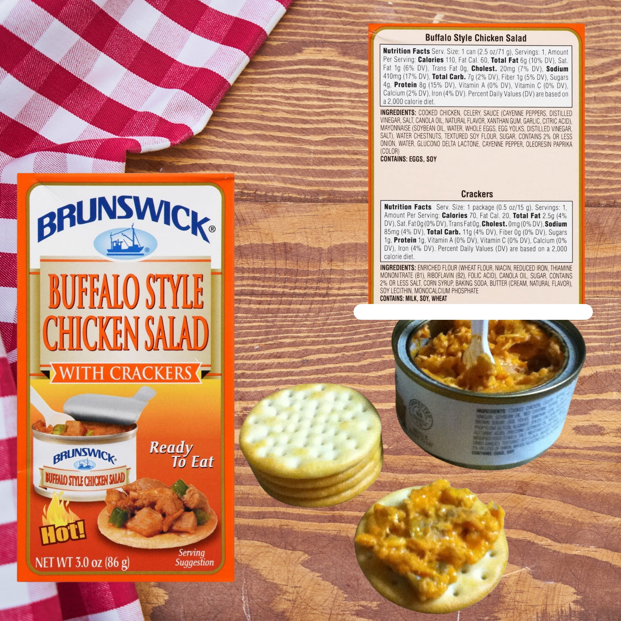 A1 Unlimited Buffalo Style Chicken Salad with Crackers, Home Kitchen School Office Pre-Mixed & Ready-to-Eat Canned Packed Food Picnic Snack Lunch Travel with Plastic Spreader, 4 Boxes (3 oz. Boxes)
