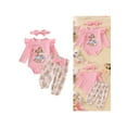 thumbnail image 3 of Elippeo Baby Girl Fall Outfit, Bear Print Long Sleeve Romper Elastic Waist Pants Bow Headband 3 Piece Set 3 6 9 12 18 Months, 3 of 10