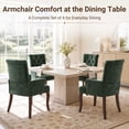 thumbnail image 4 of PAPROOS Upholstered Dining Chairs Set of 4, Chenille Dining Room Chairs with Arms, Button-Tufted Back, Nailhead Trim and Solid Wood Legs, Modern Farmhouse Kitchen Chairs, Olive Green, 4 of 9