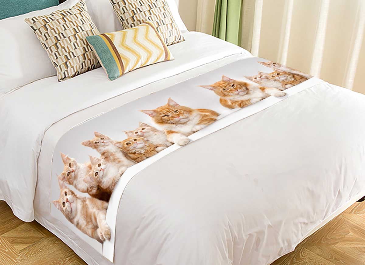 Pkqwtm Red Little Kittens Bed Runner Bedroom Bedding Decor Bedding Scarf Size 20x95 Inches Walmart Com Walmart Com