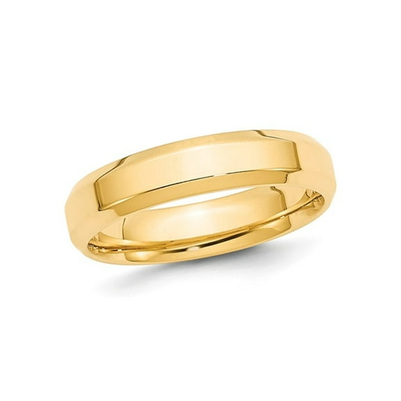 Ladies or Mens 14K Yellow Gold 5mm Comfort Fit Wedding Band Ring with Bevel Edge for Women