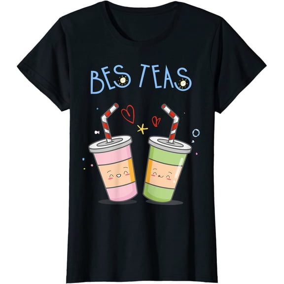 Bes-Teas Besties Best Friends Bubble Tea Summer Cute T-Shirt