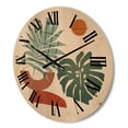 thumbnail image 3 of Designart 'Sun and Moon Shapes In Retro Green & Terracotta Tone' Modern Wood Wall Clock, 3 of 5