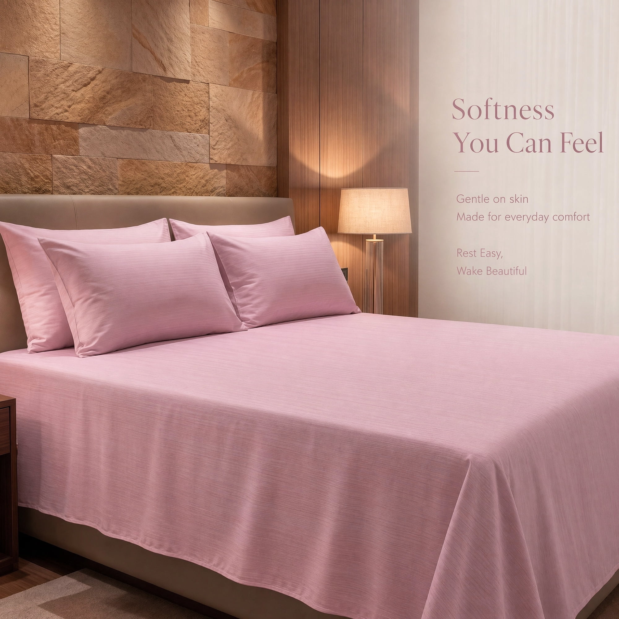 Unique Bargains Double Gauze Bed Sheet Flat Sheet Wrinkle Textured Bedding Pink 63"x91"