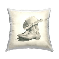 Stupell Industries Cowboy Hat & Boots Square Decorative Printed Throw Pillow, 18 x 18