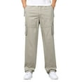 thumbnail image 1 of Mens Cotton Plus Size Pocket Solid Elastic Waist Pants Overall Pants, 1 of 6