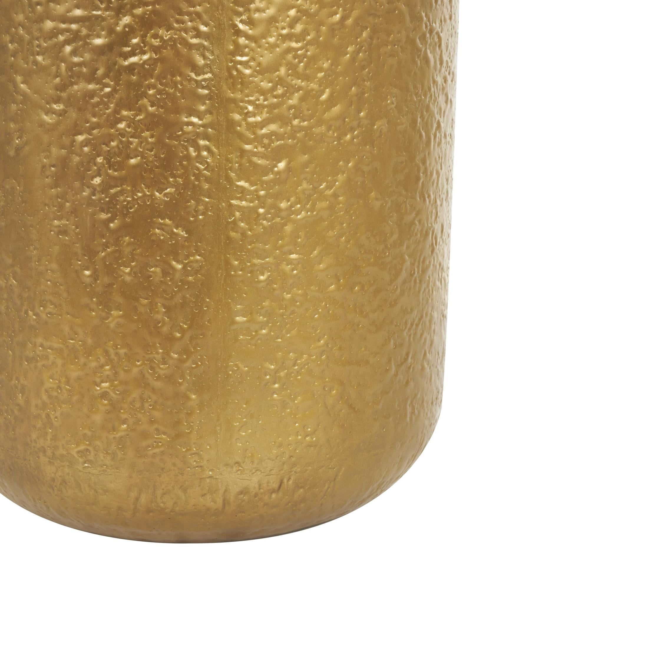 DecMode 36" Tall Textured Hammered Floor Gold Metal Vase