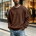 thumbnail image 6 of Delconic Men's Sweatshirts Soft Long Sleeve Crewneck Sweatshirt Midweight Fleece Sweat Shirt Breathable Pullover Sweater S-3XL Coffee S, 6 of 6