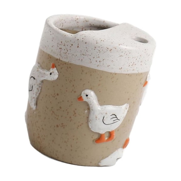 Ceramic Drink Cup 12 Oz Bird Embossed Mug with Straw Hole Sip Top Speckled FinishBeverage Holder for Desk Brea by ZAXLVG