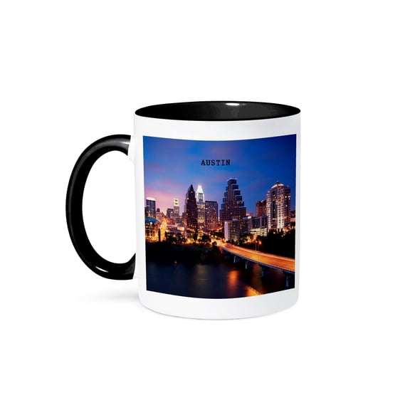 3dRose, Austin Texas, 11oz Two-Tone Black Mug