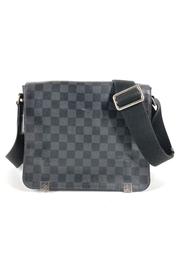Pre-Owned LOUIS VUITTON N41028 Damier Graphite District PM NM Crossbody Flap Shoulder Bag in...
