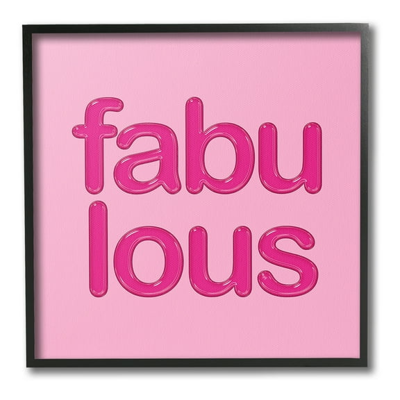 Stupell Industries Bold Pink Fabulous Inspirational Painting Black Framed Art Print Wall Art, 12 x 12