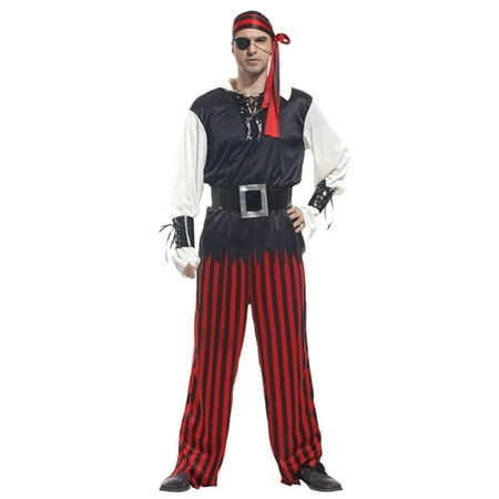 Halloween Costume Caribbean Pirate Costume Set Corsair Captain Dress Up Role,M