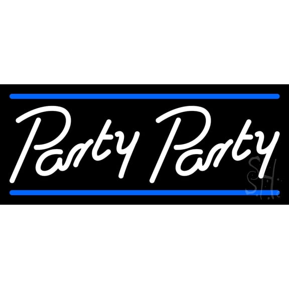 Party Party 1 LED Neon Sign 6 x 15 - inches, Black Square Cut Acrylic Backing, with Dimmer - Bright and Premium built indoor LED Neon Sign for Event, Party.