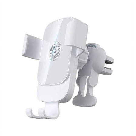 White Wireless Car Charger with Phone Holder 15W Fast Charging Automatic Clamping