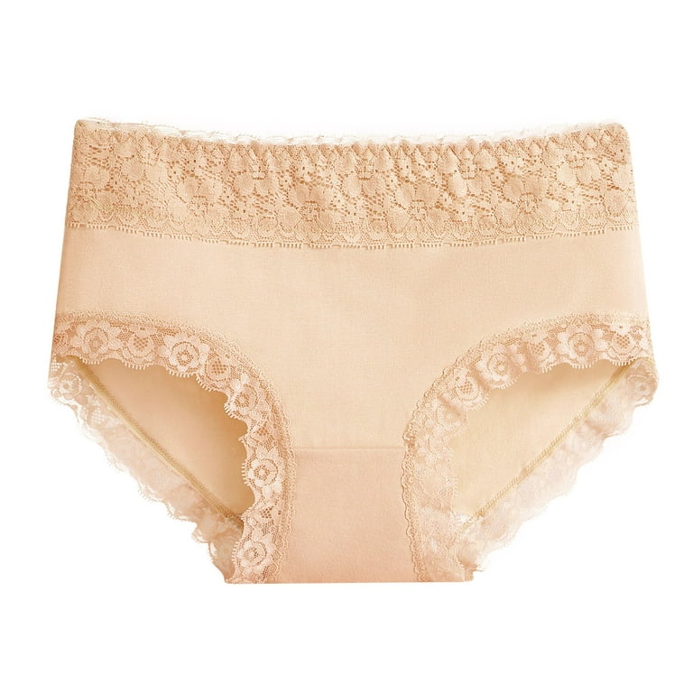 adviicd Cute Underwear Women's Embrace Lace Hi-Cut Brief Panty Beige Large