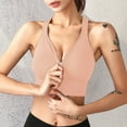 thumbnail image 4 of YWDJ Cotton Bras for Women Women Sports Underwear zipper rimless yoga vest underwear Pink L, 4 of 6
