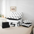 thumbnail image 6 of jejeloiu Kawaii Cartoon Bowtie 7 Pieces Bedding Comforter Set,Cute Black Bow Full Bedding Set For Girl Kids Reversible, 6 of 8