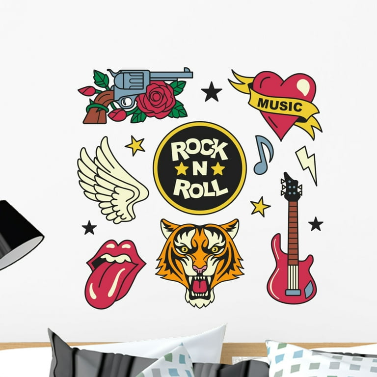 Rock and Roll Music Wall Decal Sticker Set Wallmonkeys Peel and Stick Graphic 24 in H x 24 in W WM502815
