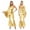 Gold, variant on Aislor Women 70s Disco Costume Adult Retro Hippie Jumpsuit One Shoulder Flare Sleeve Wide Leg Romper Gold S