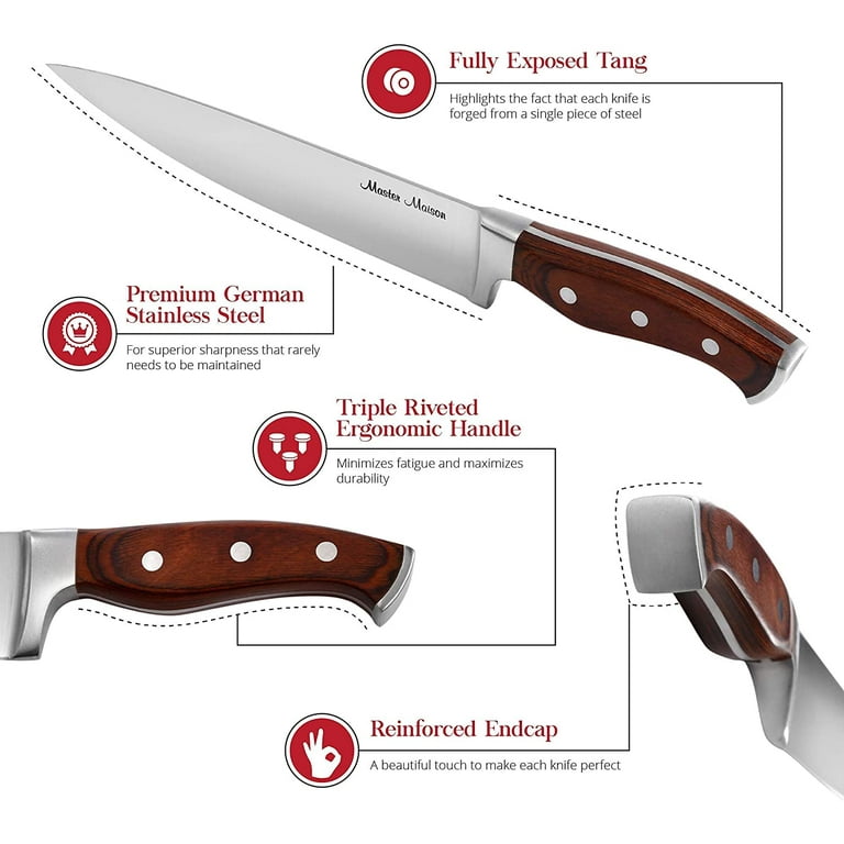 15-Piece Premium Walnut Kitchen Knife Set With Knife Block, Master Maison  Ge