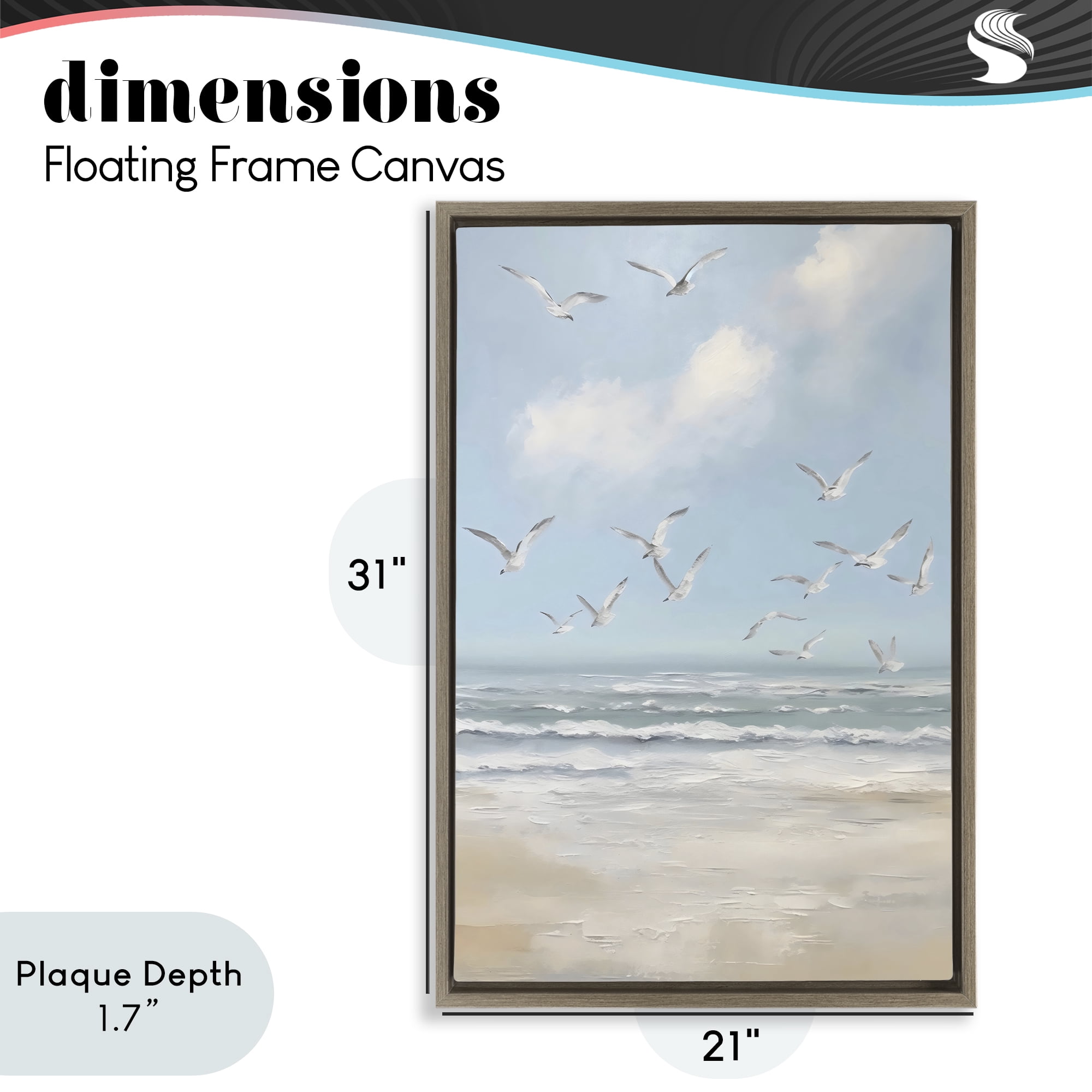 Stupell Industries Ocean Flight Seagulls Brown Framed Floater Canvas Wall Art, design by Creative Studio